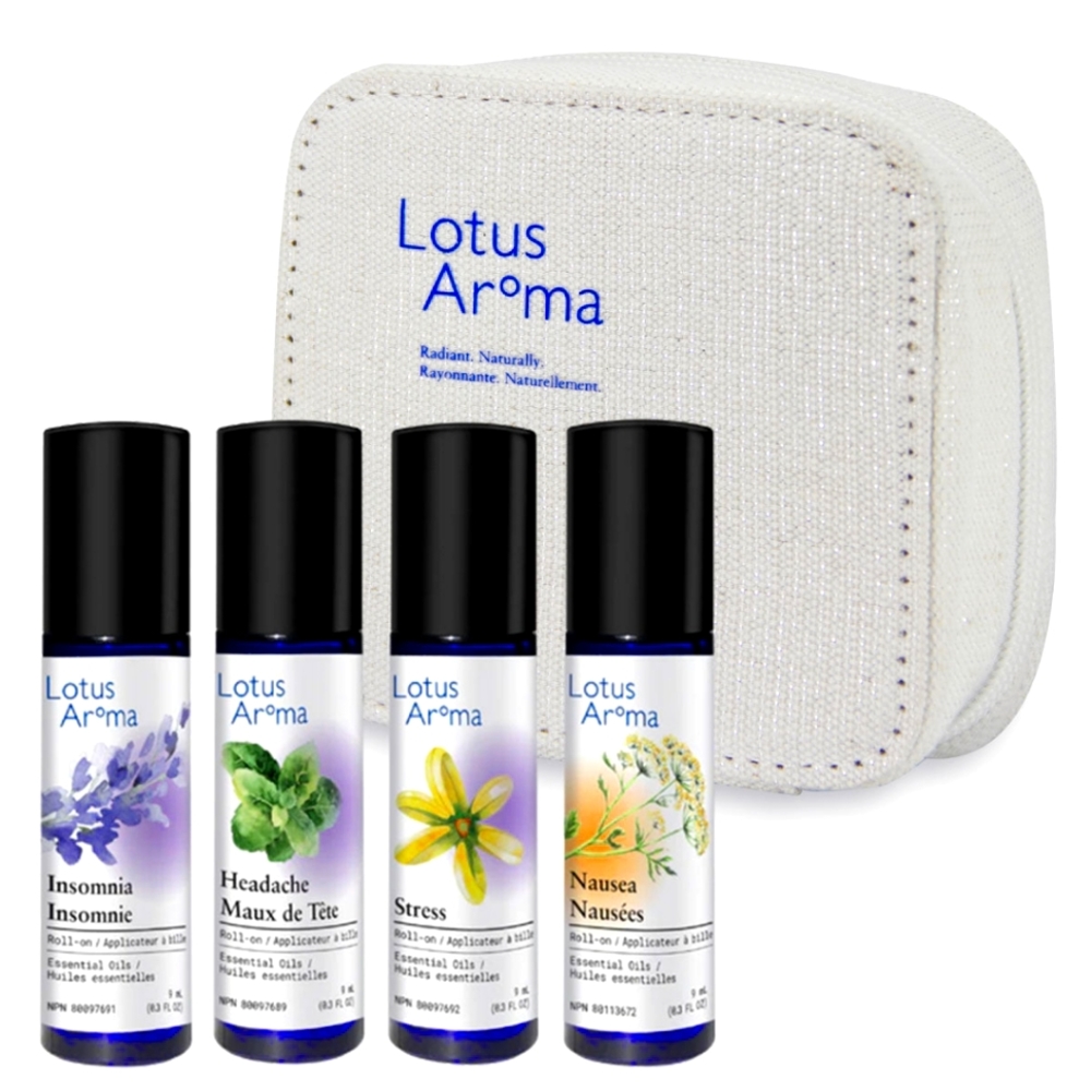 LOTUS AROMA Essential Oils Kit - Insomnia, Headache, Nausea, Stress